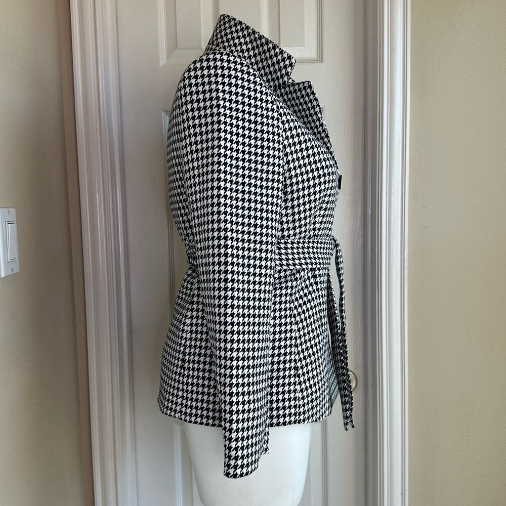 Houndstooth Button Belted Blazer Jacket - image 3